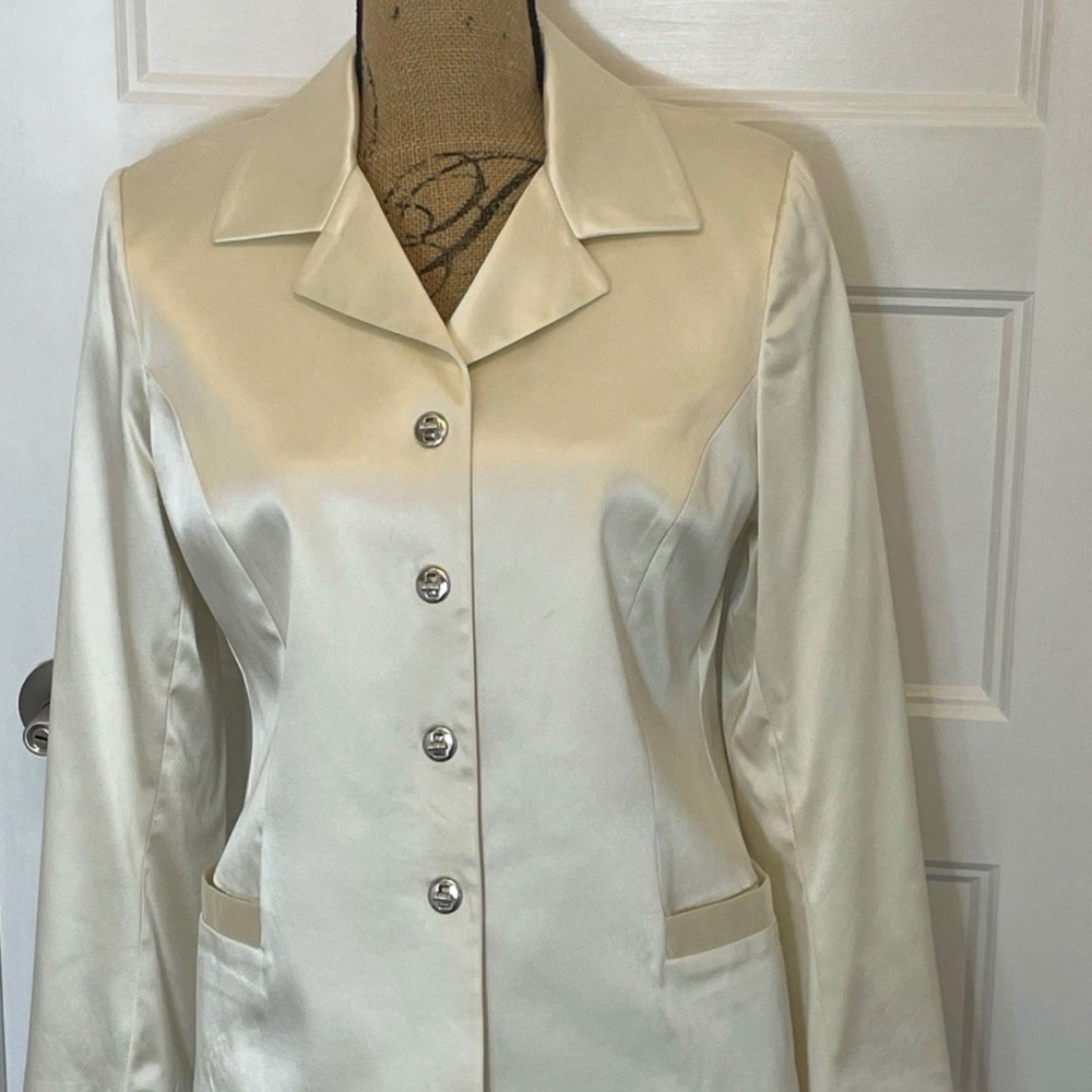 BEAUTIFUL Griffith Gray St John Satin Tuxedo Style Blazer Jacket, Sz 8 Italy